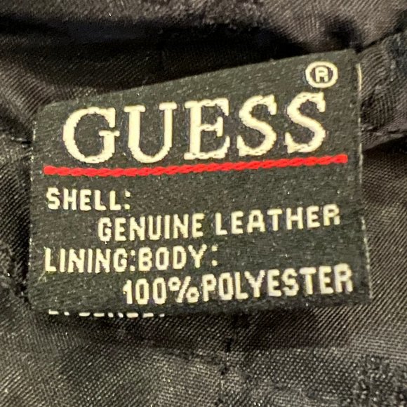 GUESS Black Leather Jacket Car Coat Size XL - Picture 6 of 11